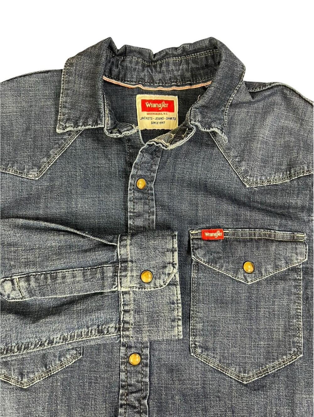 Wrangler Men’s S Denim Pearl Snap Button Down Shirt